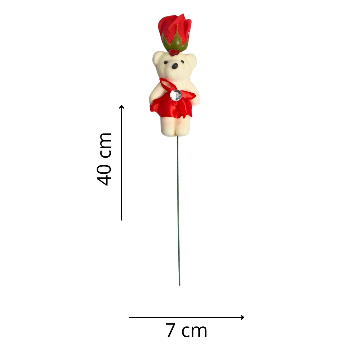 Botão de Rosa Vermelha com Ursinho Bege - Dia dos Namorados Botão de Rosa Vermelha com Ursinho Bege - Dia dos Namorados